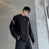 23春新款潮流时髦个性撞色花边刺绣大垫肩休闲造型长袖T恤H40-P75，男装卫衣，星座1304（原C205）