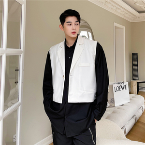 21年秋新款個性設(shè)計黑白撞色后背拉鏈可拆卸假兩件襯衣S132-P95圖片