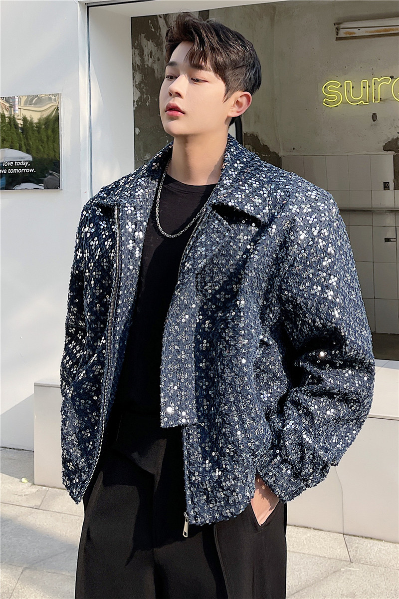 22春季新款潮流时髦个性设计重工刺绣亮片造型休闲夹克T046-P160,男装夹克,星座1304（原C205）