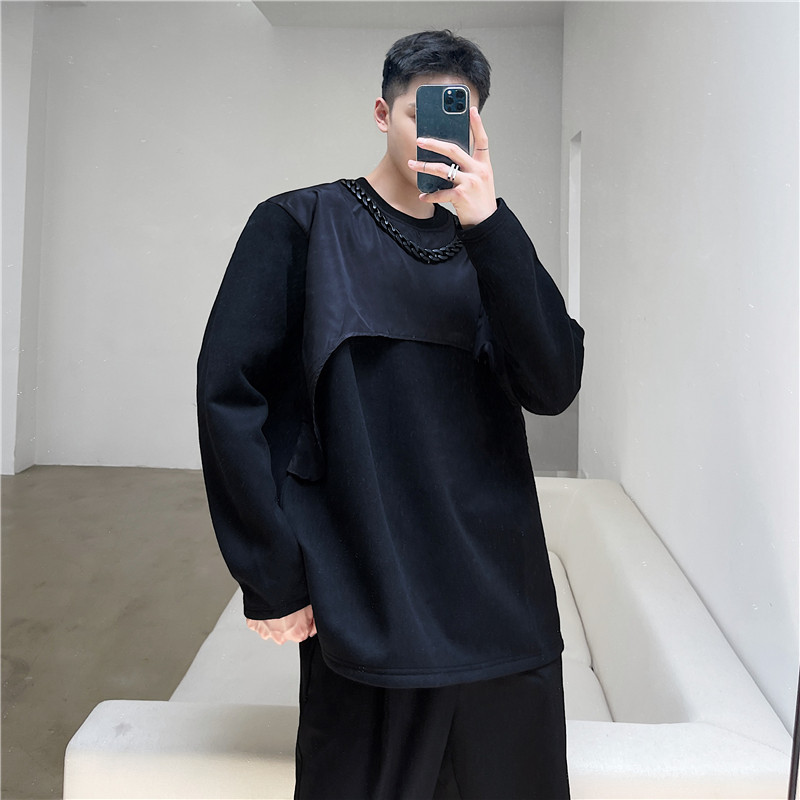 22年春季新款潮流个性假马甲暗黑风项链装饰宽松长袖卫衣H19-P80,男装卫衣,星座1304（原C205）