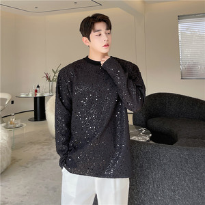 22年春夏新款个性时髦小众绣片亮片雅痞韩版宽松长袖T恤H33-P65,男装T恤,星座1304（原C205）