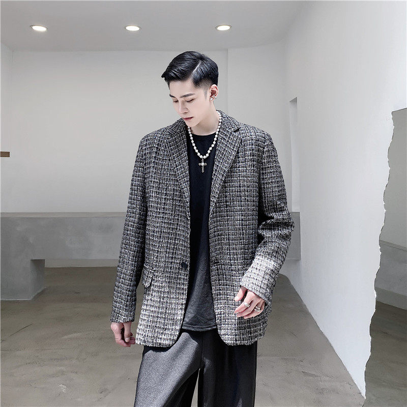 20年秋季新款个性设计经编亮丝小香风宽松休闲加厚西服TF36-P125,男装西服,星座1304（原C205）