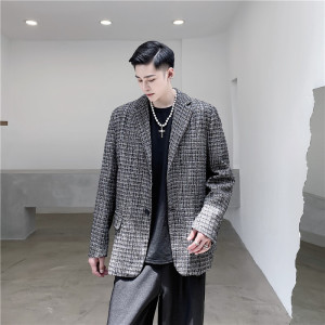 20年秋季新款个性设计经编亮丝小香风宽松休闲加厚西服TF36-P125,00后阳光男士穿衣搭配图片