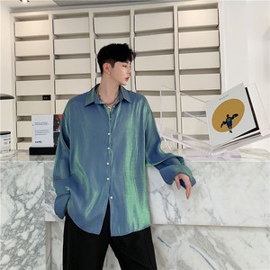 22夏新款偏光blingbling宽松衬衫文艺格调聚焦点衬衫男女S30-P70图片