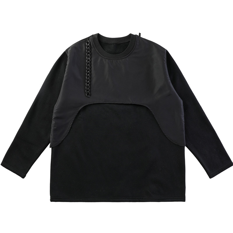 22年春季新款潮流个性假马甲暗黑风项链装饰宽松长袖卫衣H19-P80,男装卫衣,星座1304（原C205）