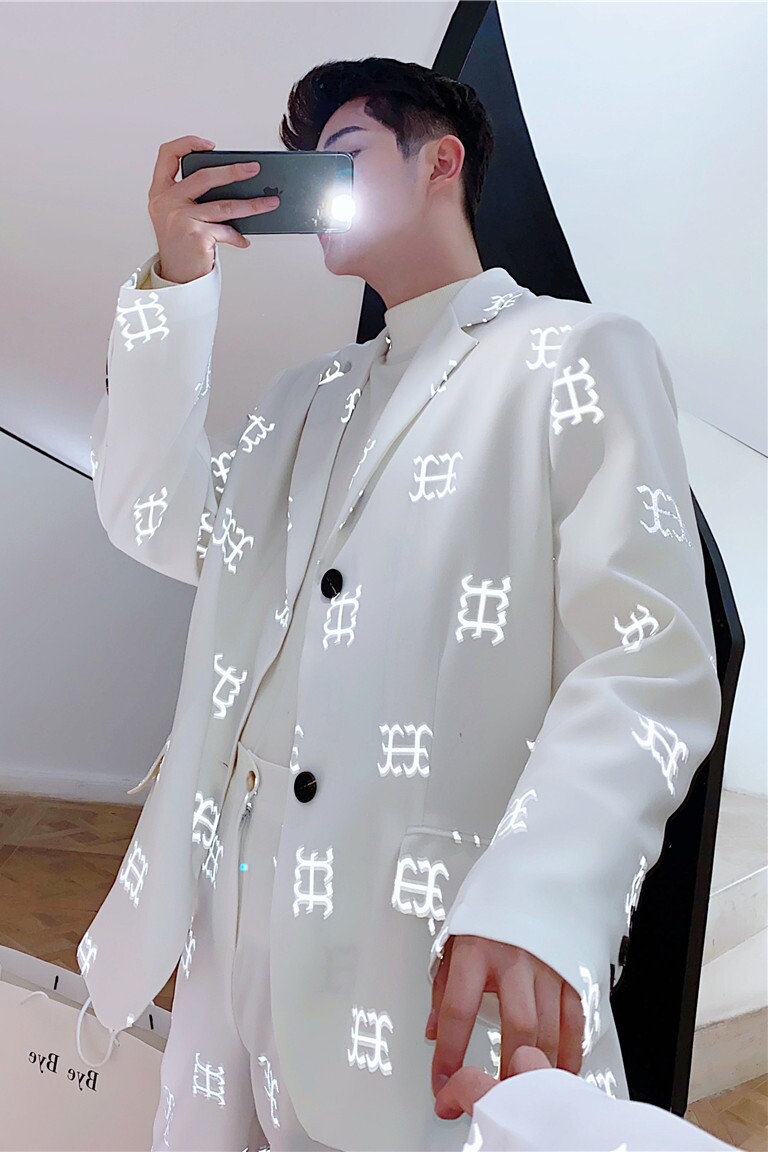 20年秋季新款时髦未来设计感强反光印花潮流西服上衣TF26上-P125,男装西服,星座1304（原C205）