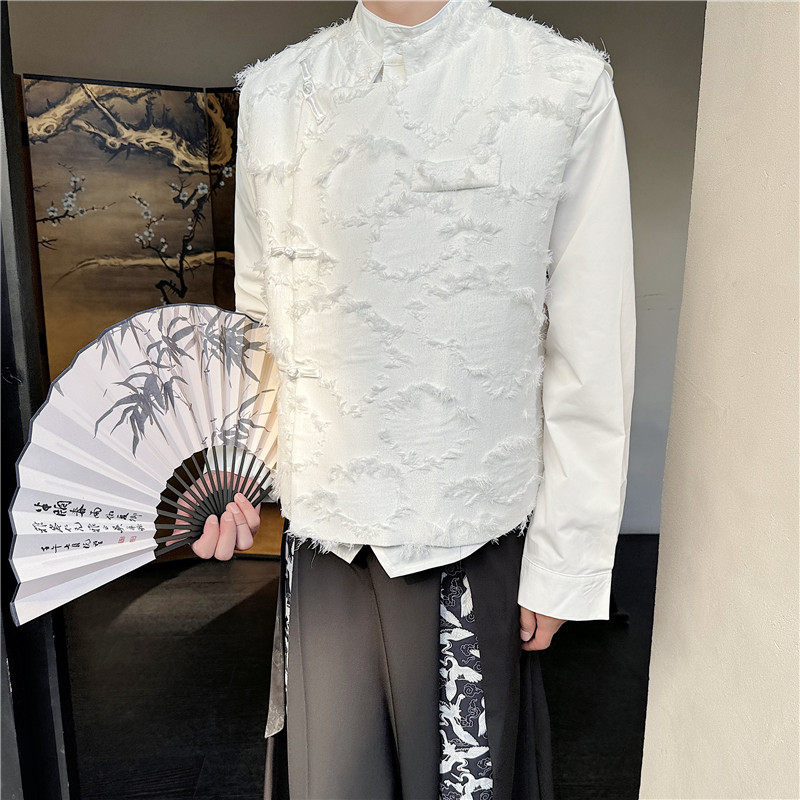 24春夏新款潮流时髦个性设计云纹面料新中式男女同款马甲W20-P90,男装背心/马甲,星座1304（原C205）