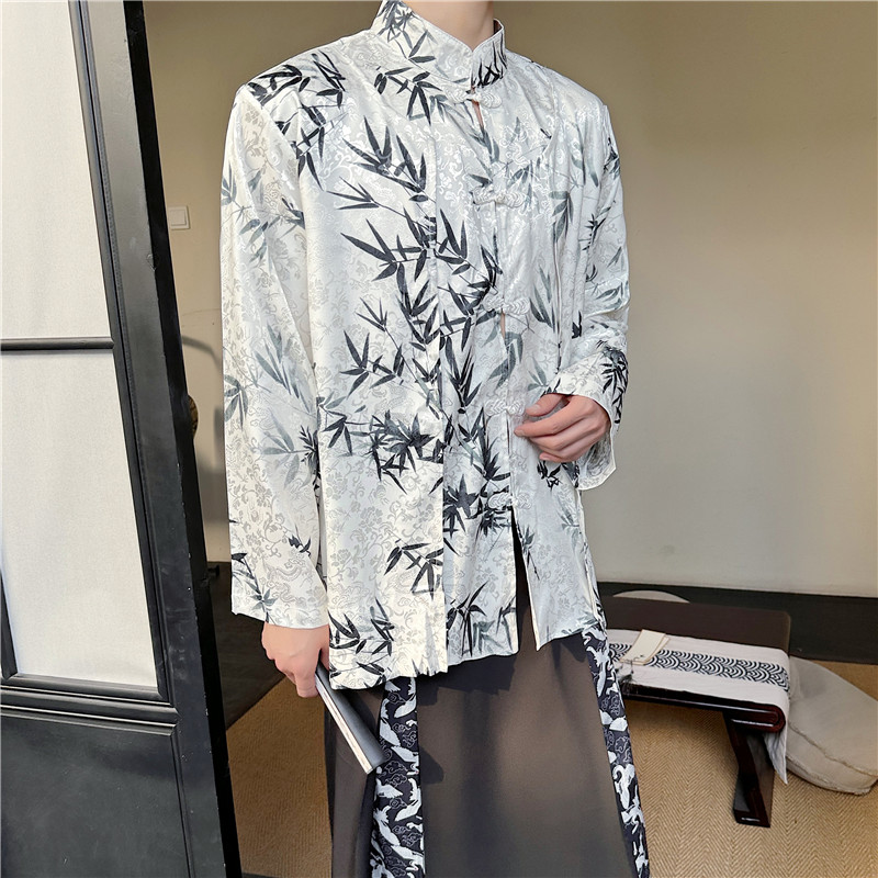 24年春季新款潮流时髦新中式小众设计感双层长袖衬衣S261-P105,男装衬衫,星座1304（原C205）