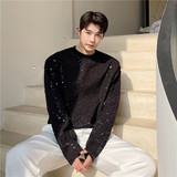 22年春夏新款个性时髦小众绣片亮片雅痞韩版宽松长袖T恤H33-P65，男装T恤，星座1304（原C205）