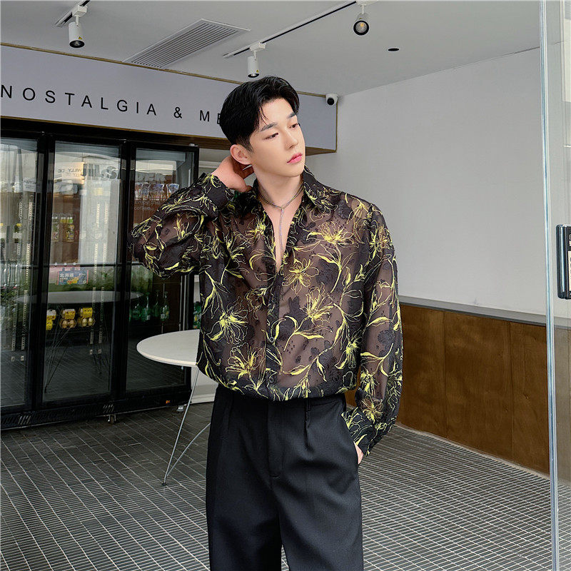 24年夏季新款潮流时髦个性薄纱透气韩版休闲衬衣防晒衣S289-P75，男装衬衫，星座1304（原C205）
