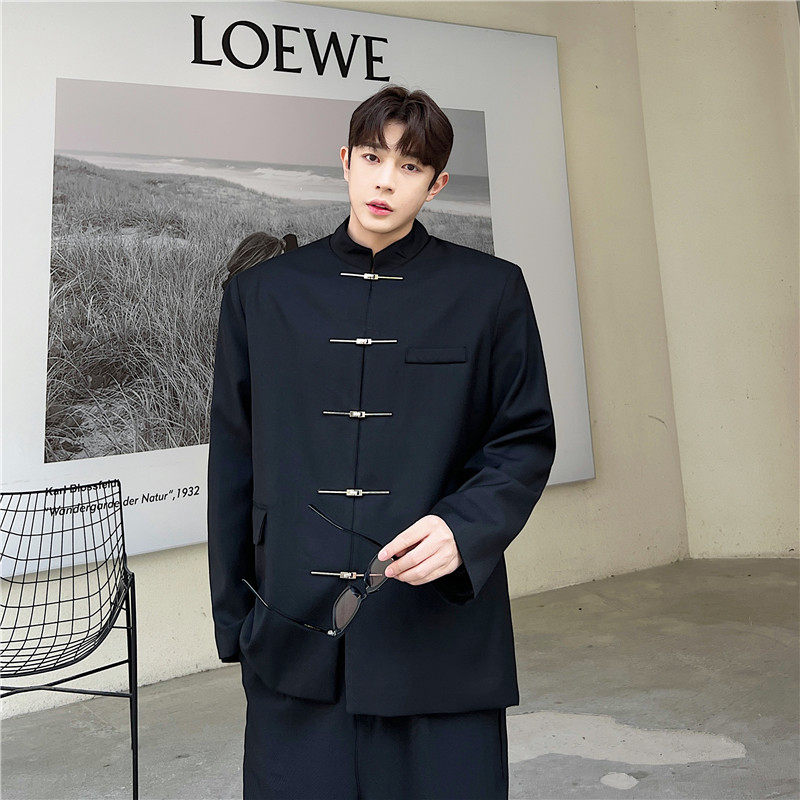 23年秋新款潮流时髦新风定制造型金属扣立领小西装925-P135，男装西服，星座1304（原C205）