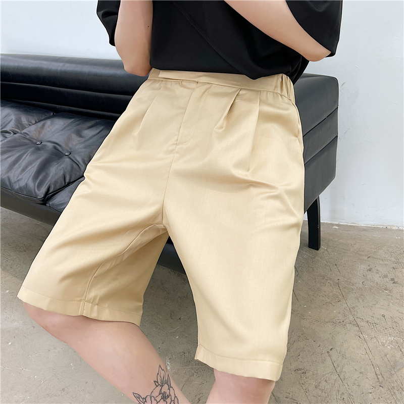 21年夏季新款个性设计不对称门襟魔术贴松紧腰西服短裤F76-P65，男装西裤，星座1304（原C205）