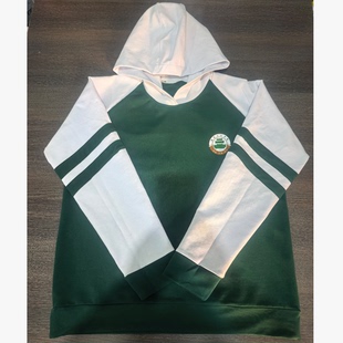 北京二十中同款春秋连帽校服白色拼墨绿色卫衣外套冬季加绒款男女