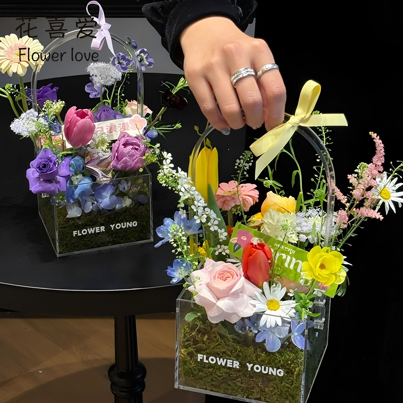 花喜爱亚克力手提箱永生花礼盒