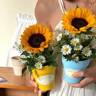 花喜爱 新品陶瓷多巴胺迷你花盆插花手工DIY花艺鲜花包装材料