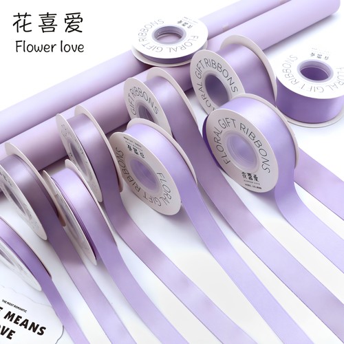 紫色丝带花束diy搭配少女心绑带