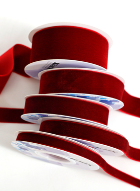 花喜爱 红色喜庆蝴蝶结毛绒带丝绒天鹅绒植绒织带手工diy礼花束带