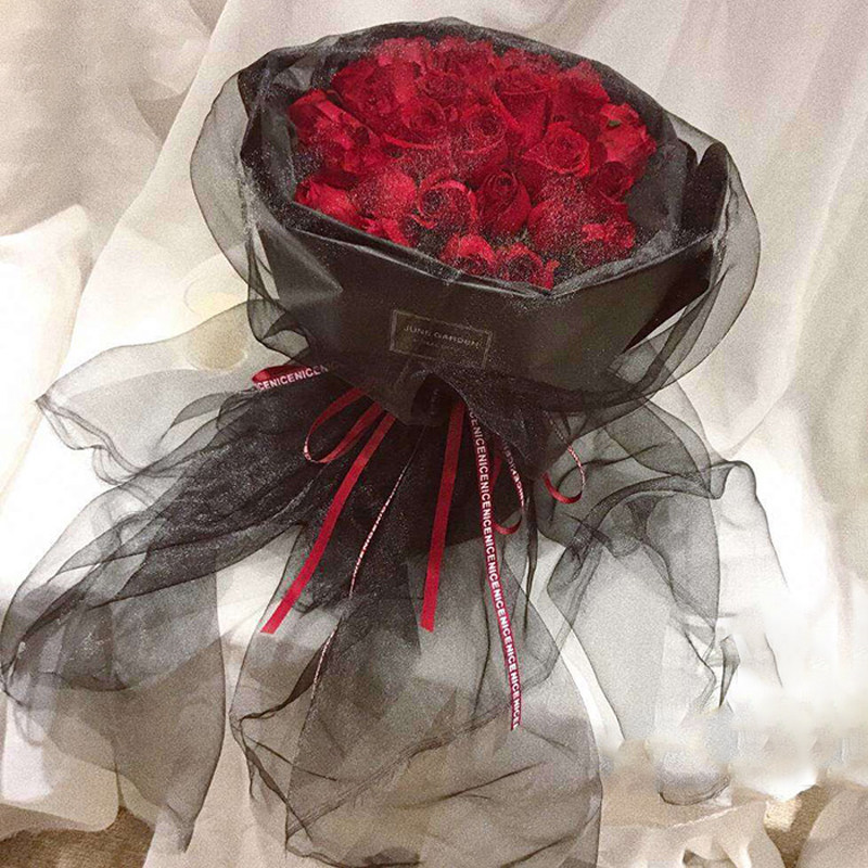 珍珠纱水晶纱 大黑纱花束婚礼雪纱 纱幔花店包花材料鲜花包装网纱