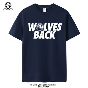 2025森林狼队季后赛口号t恤短袖爱德华兹T恤大码训练服篮球夏季男