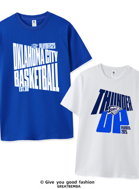 2025雷霆队季后赛雷霆短袖T恤主场助威服Thunder up亚历山大篮球