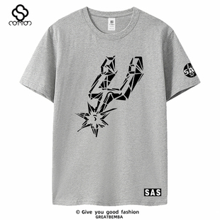 马刺队t恤短袖篮球文班亚马福克斯热身投篮服训练服大码运动男