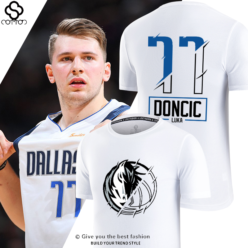 独行侠卢卡东契奇77号球衣t恤男休闲篮球训练服运动大码短袖夏季