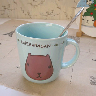 可爱卡通Kapibarasan 浮雕大容量马克杯 陶瓷杯 漱口杯水濑君大杯