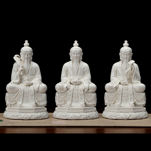 精致三清教主太上老君道德天尊元始陶瓷木雕树脂工艺家居摆件定制