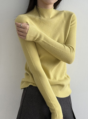 言双 半高领针织打底衫女 冬季高级感内搭修身显瘦针织上衣P315