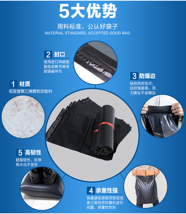 黑色快递袋子 加厚灰色防水破坏性批发50*80特价促销定做快递袋子