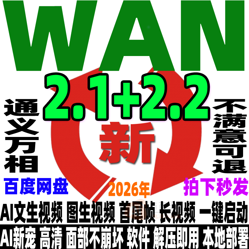 WAN2.1+2.2本地部署整合包Ai文生图生视频通义万相工作流4G显存