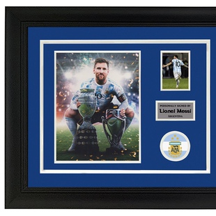 梅西 2021美洲杯阿根廷队 亲笔签名照片 含SA 证书裱框