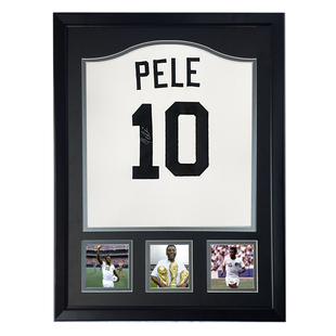 球王贝利 纽约宇宙 亲笔签名足球服 白色球衣 含SA证书 裱框