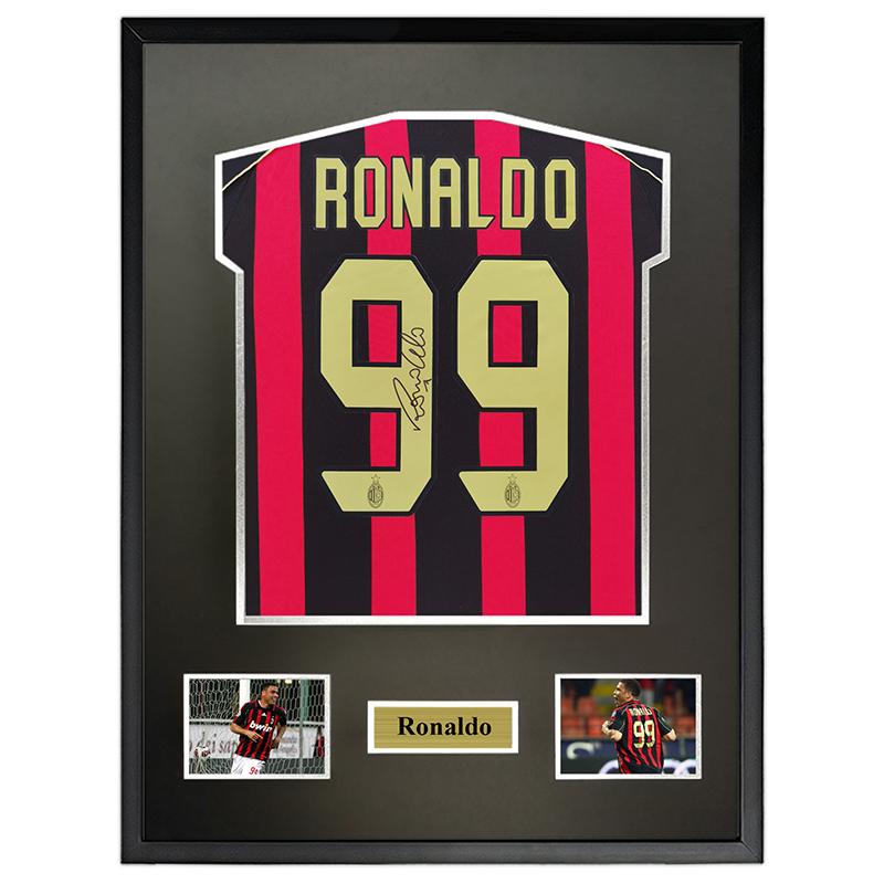 0607AC米兰 大罗 罗纳尔多 亲笔签名足球服球衣 裱框含SA证书