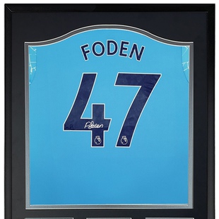 20-21曼城 菲尔福登 亲笔签名 足球服球衣 裱框含SA证书