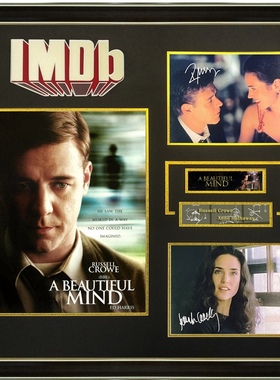 IMDB 美丽心灵 罗素克劳 詹妮弗康纳利 亲笔签名照片裱框 SA证书