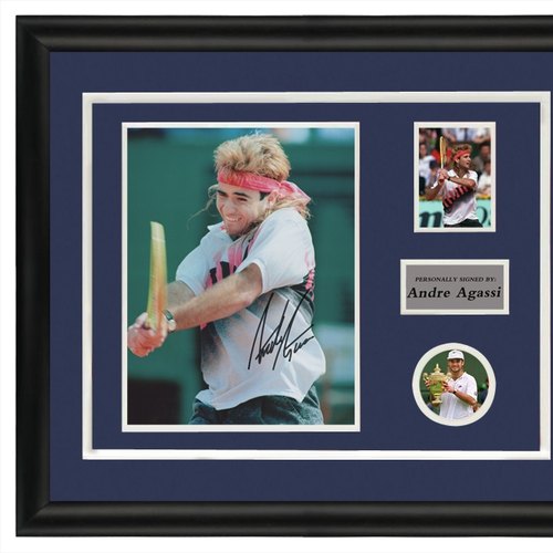 网球选手安德烈阿加西亲笔签名照片含证书裱框