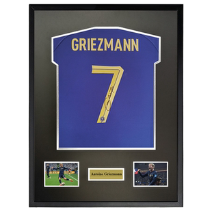 格里兹曼 2022世界杯法国队 格列兹曼 亲笔签名足球服球衣 裱框sa