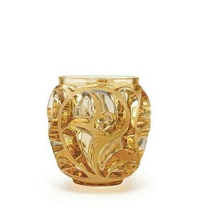 Lalique莱俪漩涡花瓶琥珀色透明设计北欧水晶摆件客厅艺术 代购