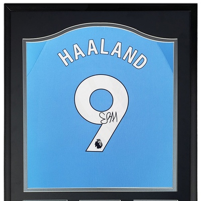 哈兰德 23-24曼城 亲笔签名足球服球衣 曼彻斯特城 裱框含SA证书