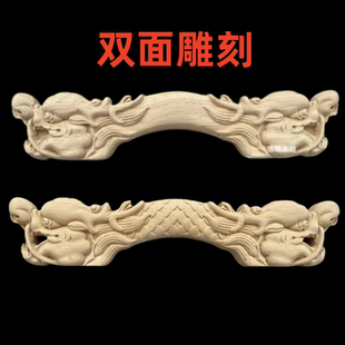 东阳木雕实木立体雕刻中式双面双龙头翘头龙仿古翘角龙头装饰木龙