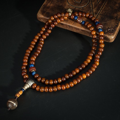 藏传密宗老佛珠清代玉化老料配一线老药师高配108颗佛珠念珠手串