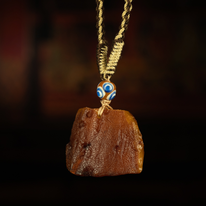 琥珀の时光—天然原皮蜡琥珀吊坠手把件项链吊坠精美收藏品包邮