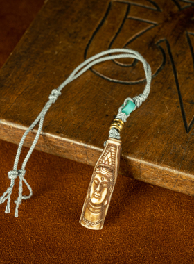 【秒杀】藏传玉化老料雕观音菩萨长管珠搭老琉璃吊坠车包挂件包邮