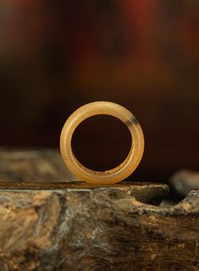 文玩精品天然玉化老料整料打磨简单风格戒指指环法戒古玩杂项收藏