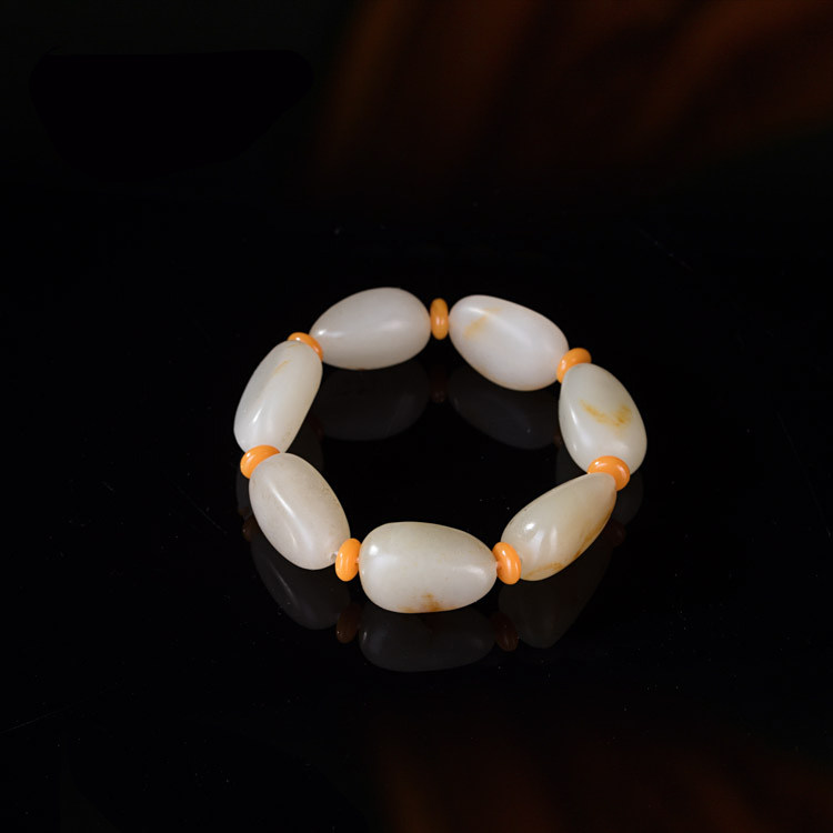 藏家级别天然和田玉老籽料随形手钏手串手链玉质温和细腻收藏品