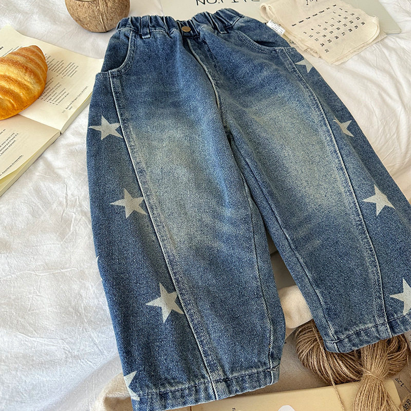 儿童星星牛仔裤春秋款宝宝春装裤子韩版时尚男女童春季牛仔直筒裤,童装/婴儿装/亲子装,儿童牛仔裤,淘宝优惠券,粉丝福利购,淘宝优惠卷