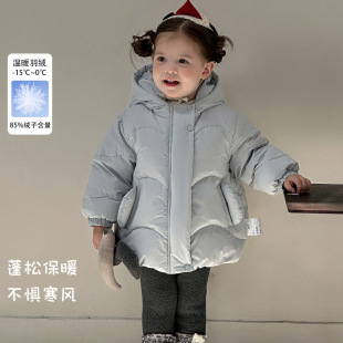 女童冬季韩式风套装小女孩冬天保暖羽绒外套儿童打底裤女宝宝冬装