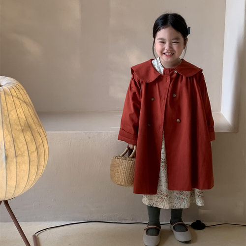 儿童外套女宝宝2026秋季新品韩版宽松洋气时尚女童中长款风衣外套