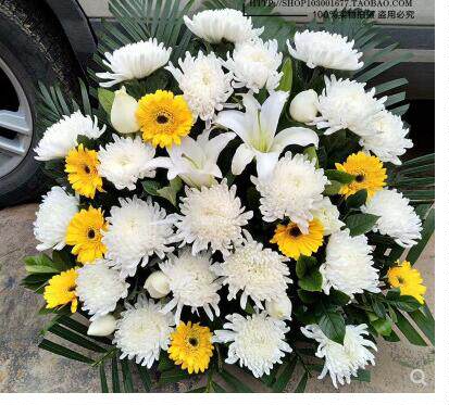 手提花篮 灵堂摆放悼念丧事葬礼亲人去世扫墓祭奠花篮 苏州上海送